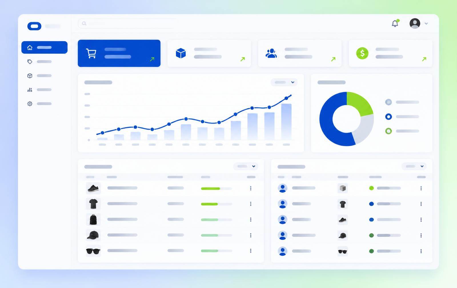Jokstore dashboard showing sales, inventory and orders